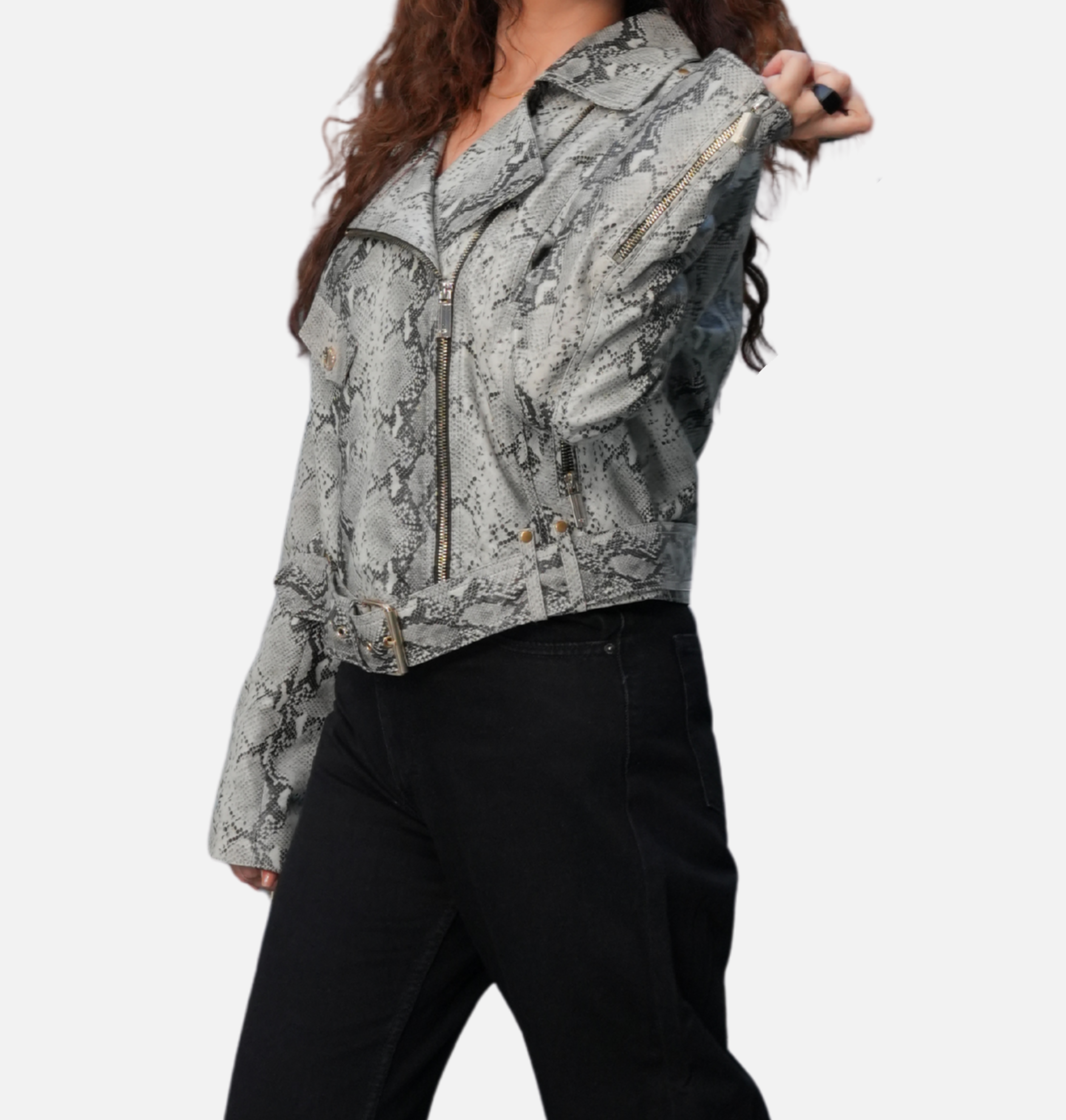 snakeskin leather jacket for women